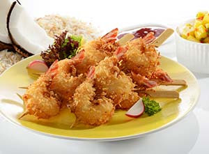 5 Golden Fresh coconut prawns